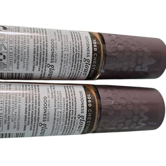 Burt's Bees Goodness Glows Liquid Foundation Makeup 1060 Chestnut Set of 2 - Picture 3 of 5